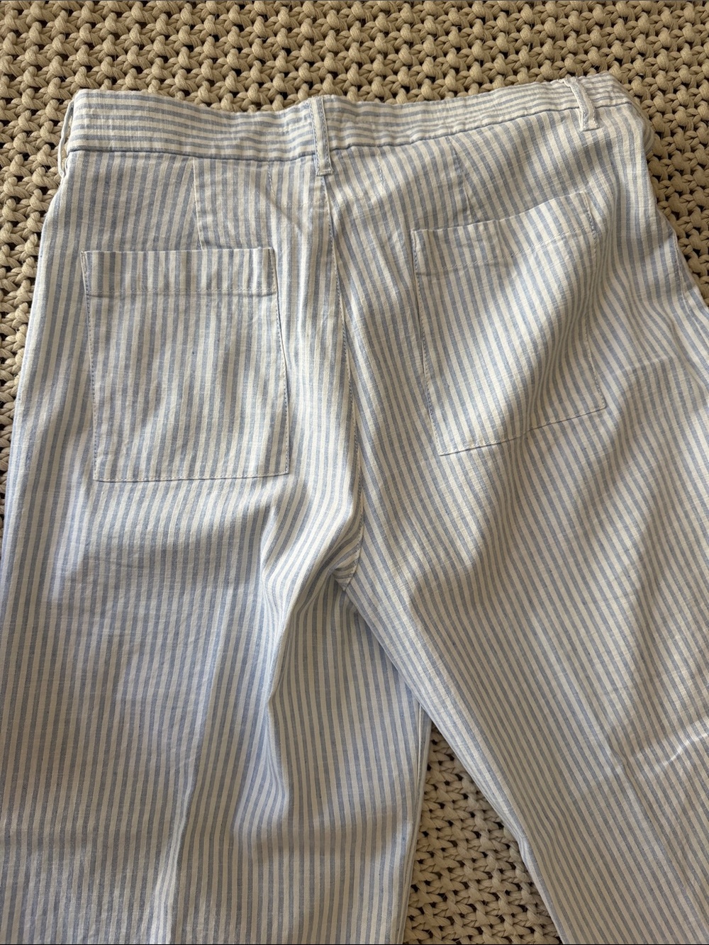 Frank & Eileen Light Blue and White Pinstripe Wide-Leg Pants - Picture 4 of 4